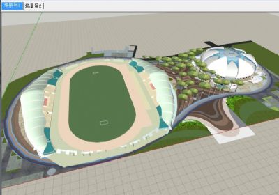 体育馆建筑规划设计SU草图大师模型，体育馆建筑sketchup模型