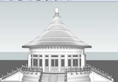 愿殿古建筑SU模型下载，古建筑sketchup模型