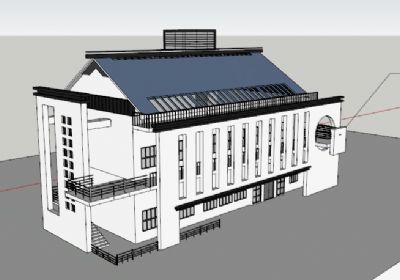 学校食堂建筑SU模型免费下载 食堂sketchup草图大师模型