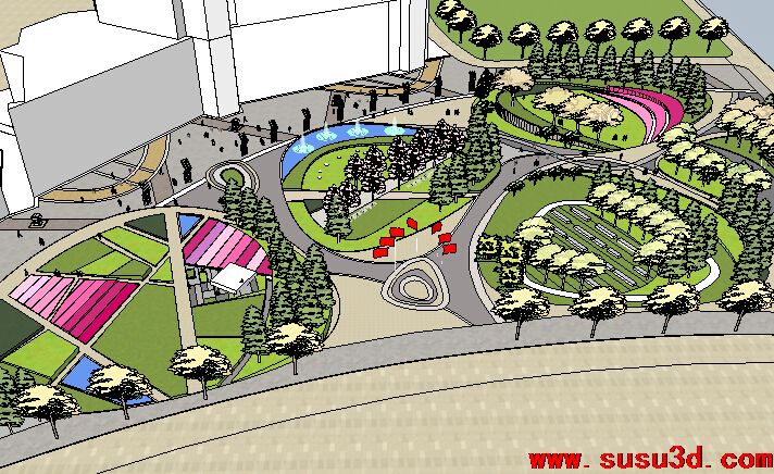 生活广场景观全套绿化SU模型