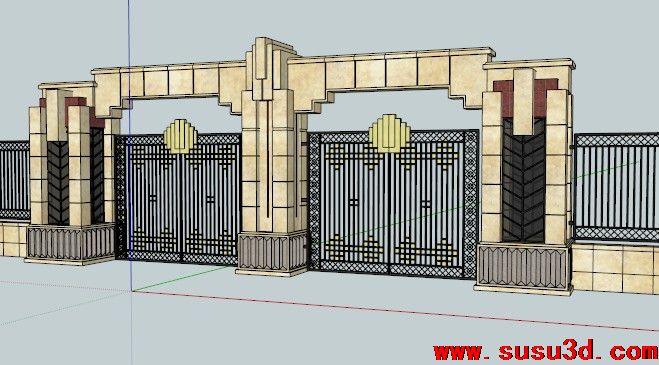 简欧风格大门入口SU模型