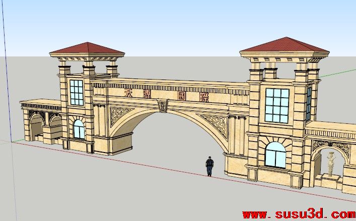 天源国际小区入口欧式大门SU模型