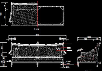 沙发CAD三视图下载