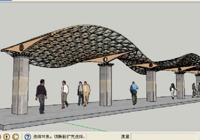 站台棚架张拉膜sketchup模型