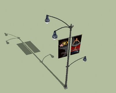 信号灯带显示屏SU模型Walk of Fame Lamppost_textured