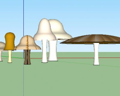 6款不同形状蘑菇SU模型