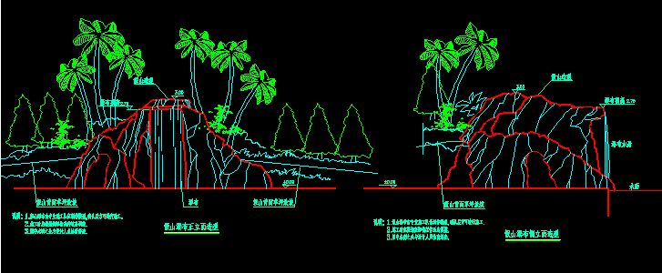 CAD假山瀑布图纸