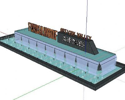端景墙流水喷泉SU模型