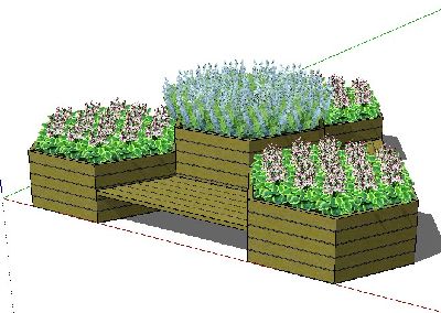 Sketchup组合花箱模型