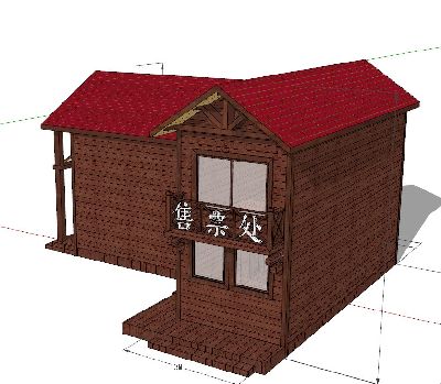 公园售票处小木屋草图大师模型