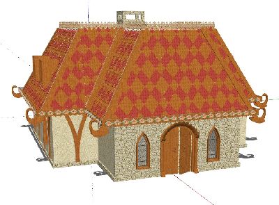 乡村英式小别墅木屋sketchup模型