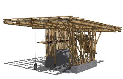 小竹屋亭子sketchup模型