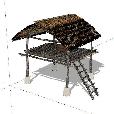 度假村观景观台小茅房屋草图大师模型
