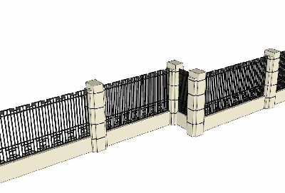 铁艺围栏围墙草图大师模型