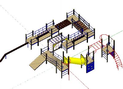 室外健身器儿童组合滑梯sketchup模型