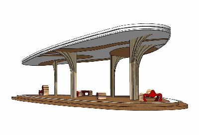 现代异形景观亭su模型