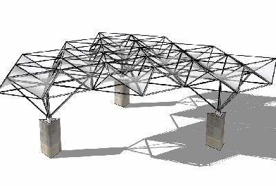 现代钢结构张垃膜sketchup模型