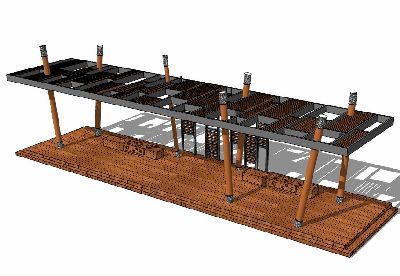 广场休息厅廊架sketchup模型