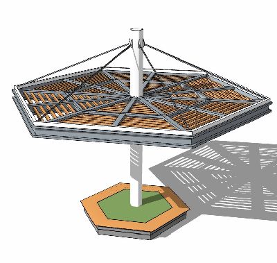 钢结构伞形花架草图大师模型