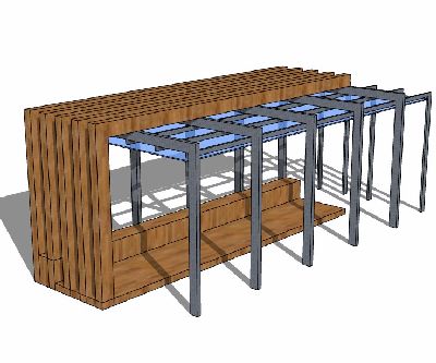 景观廊架带座椅Su模型