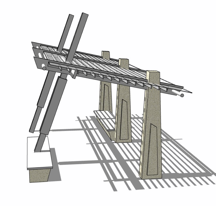 现代花架休息亭sketchup模型