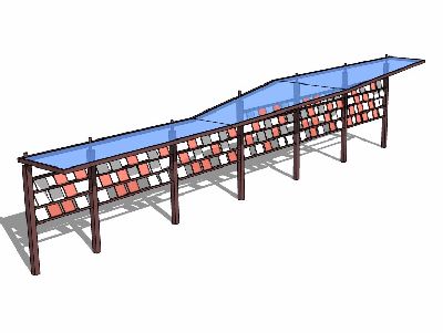 异形钢结构阳光棚廊架sketchup模型210