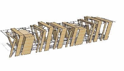 广场现代景观廊架Su模型