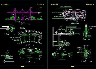 弧形花架施工节点详图CAD图