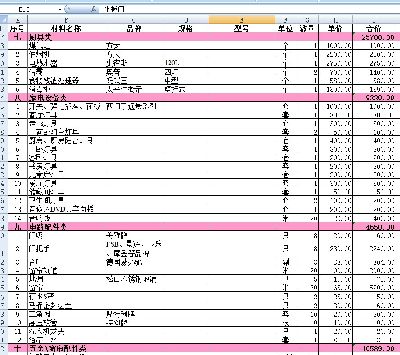 装修预算表EXCEL模板