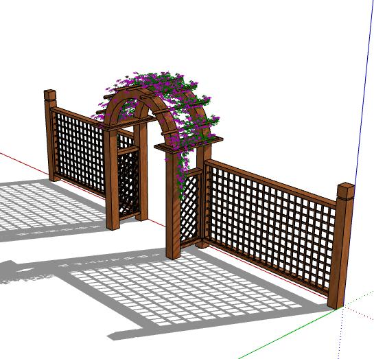 木栅栏大门入口Sketchup模型