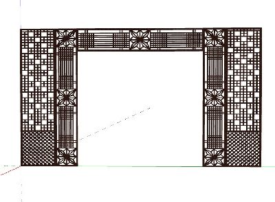 中式隔断屏风SU模型