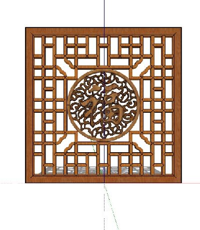 中式福字隔断屏风Sketchup模型