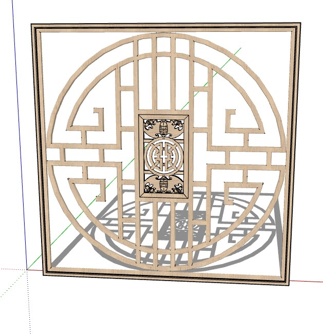 中式木窗格草图大师模型