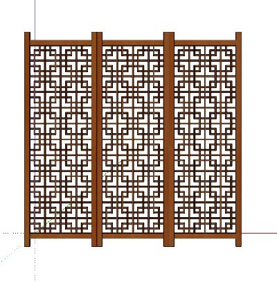 中式屏风隔断Sketchup模型