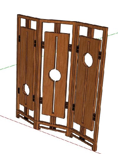 实木折叠隔断草图大师模型